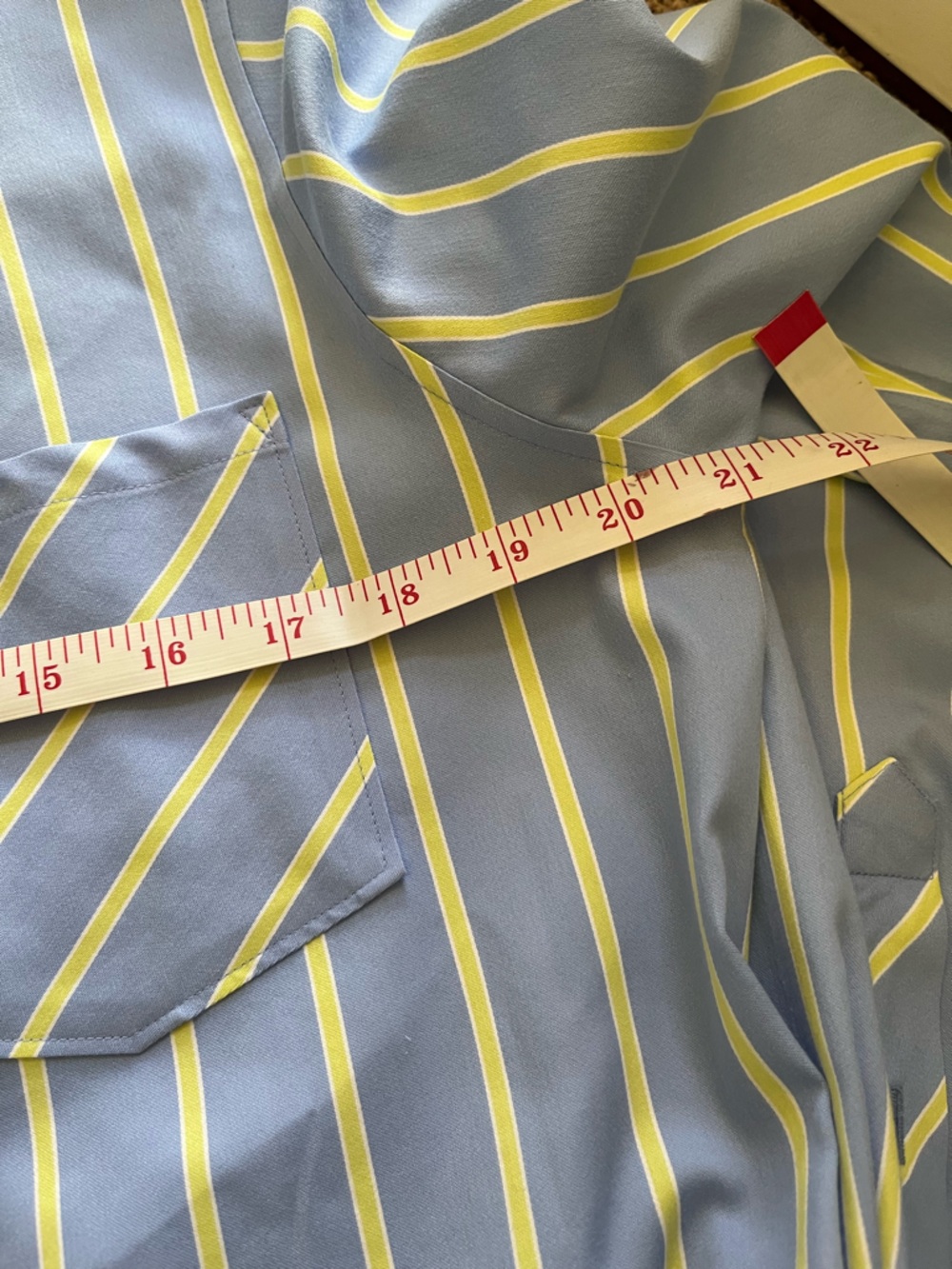 Chico's Blue and Yellow Striped Button Front Shirt Size 1 - Picture 8 of 9